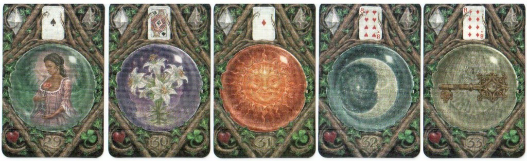 Магический оракул Ленорман (Кэйтлин Метьюз и Вирджиния Ли)  The Enchanted Lenormand Oracle: карты Женщина, Лилии, Солнце, Луна, Ключ